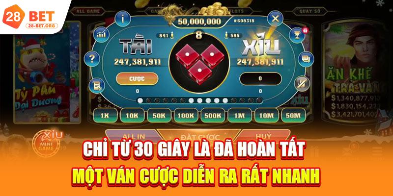 Chỉ từ 30 giây là đã hoàn tất một ván cược diễn ra rất nhanh